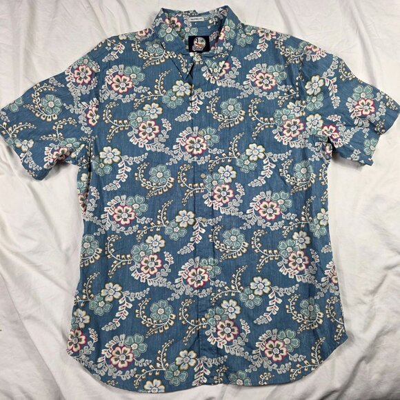 Reyn Spooner Furoshiki Floral Shirt Tailored Fit Mens Size XL Blue Casual Aloha - Picture 1 of 9